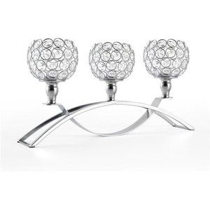 3Arm Crystal CandleStick Holder for Table Centerpiece,Silver Candelabra Ornament